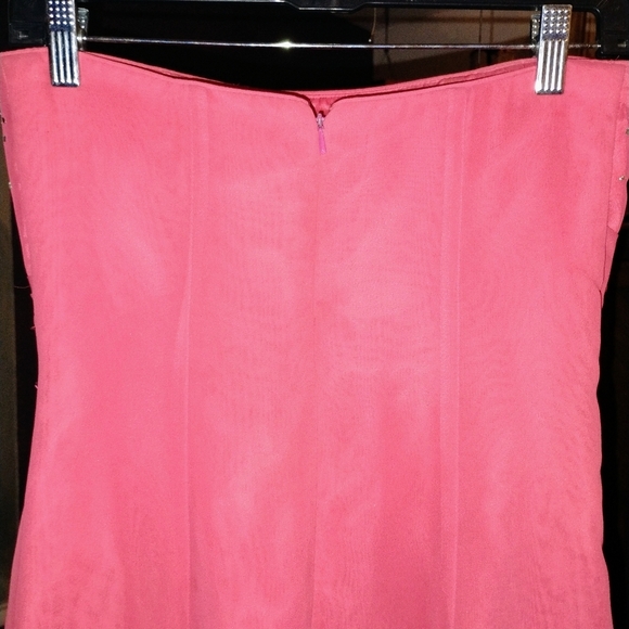 Women's Cache Formal Maxi Ball Gown/Prom Dress Sparkle Rouched Coral Size 2 - Picture 10 of 11